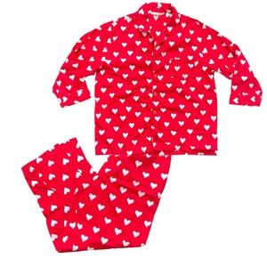 90s Victoria’s Secret Red Hearts White Vintage Matching PJ Pajama Set Top Pants